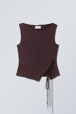 Mörk plommon - Ärmlös topp med knyt-band - 0
