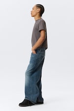 Blue Hymn - Mellanblå - Astro Mid Waist Loose Baggy Leg Unisex Jeans - 3