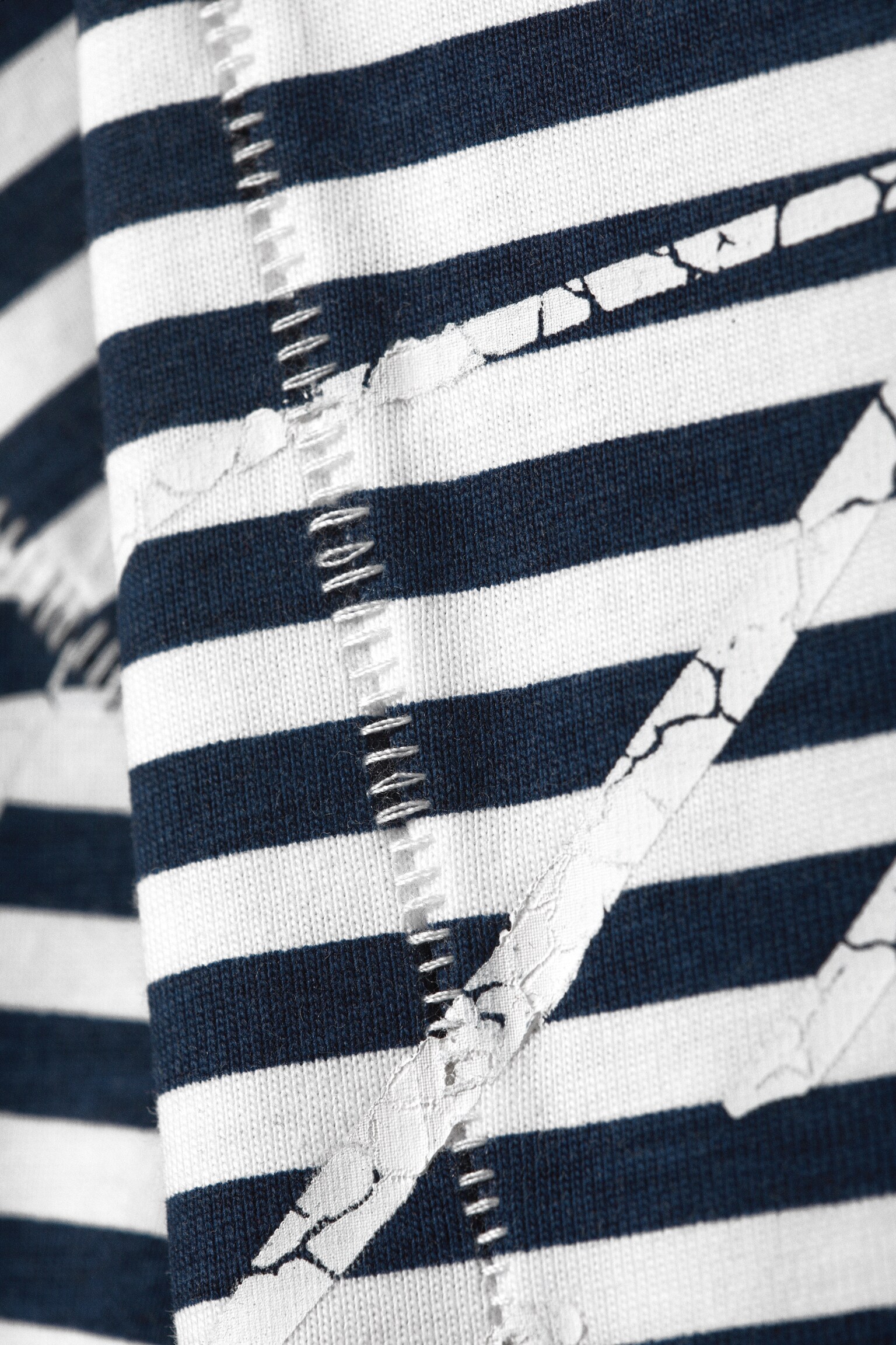 T-shirt unissexo de manga comprida justa CM x LB - Preto e branco às riscas - 3