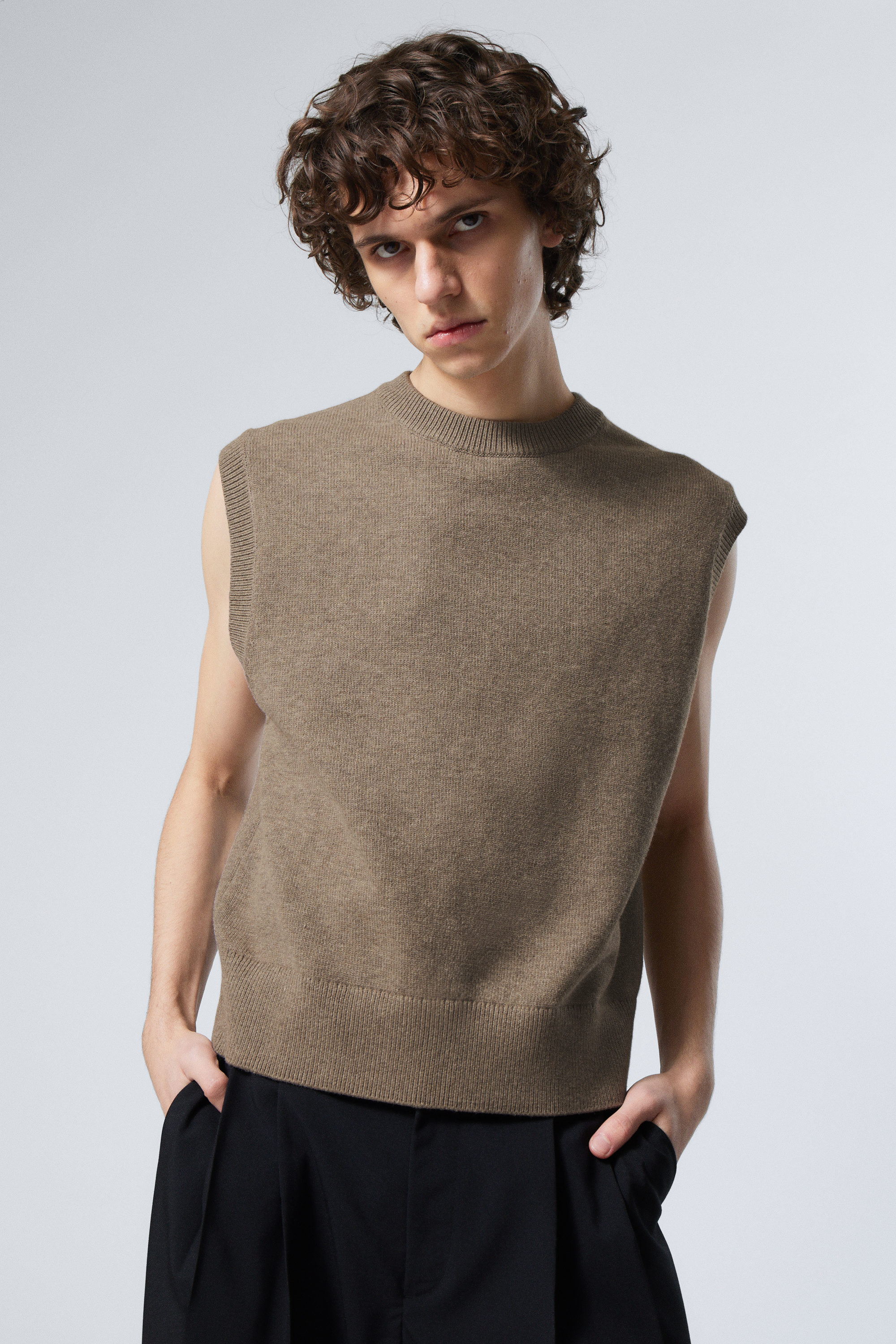Dark Mole Melange - Knitted Vest - 1