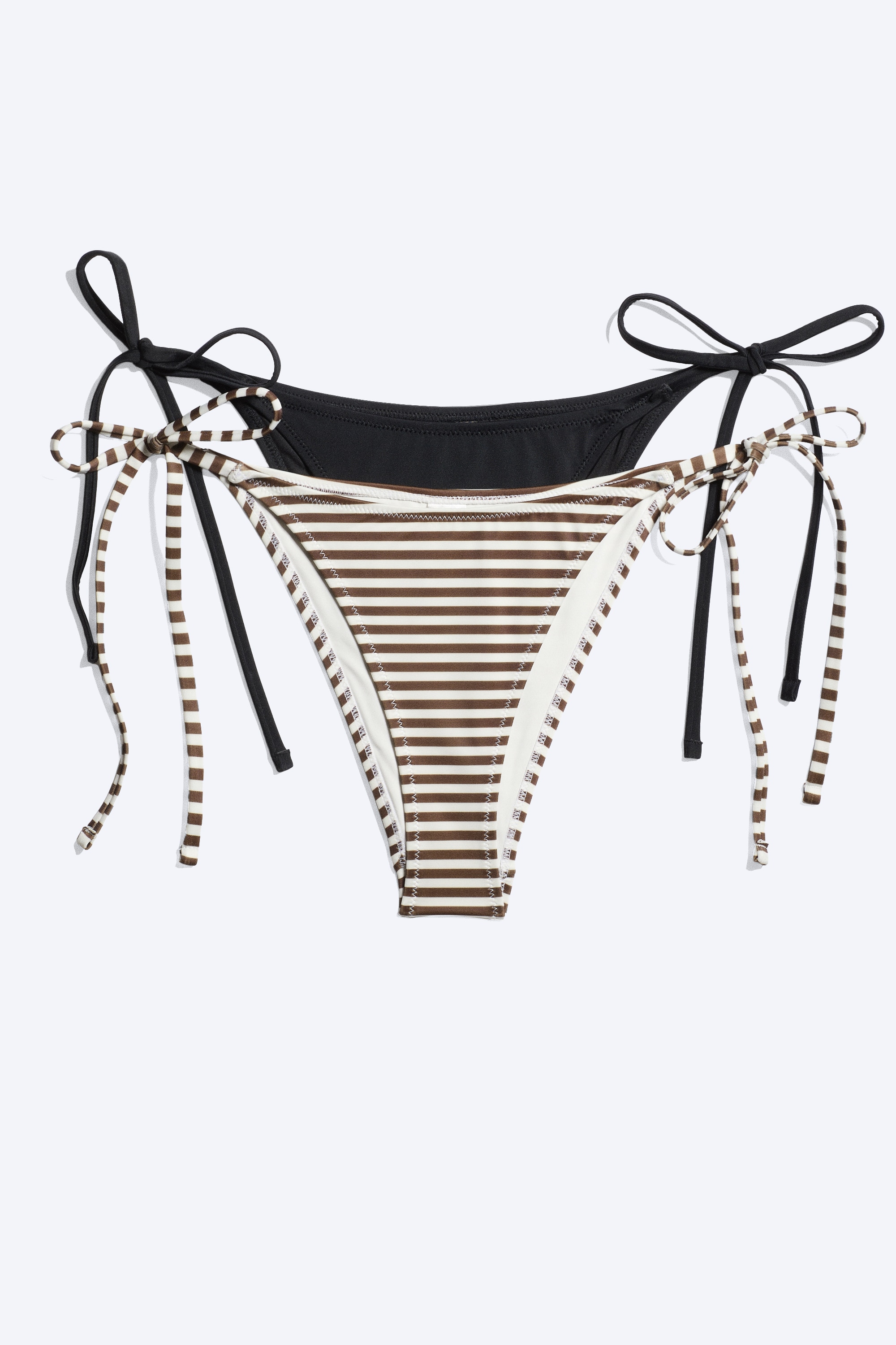 Dół od kostiumu 2-pak - Czarny + Brązowy/Białe paski