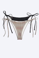 Black + Brown/White Striped - 2-Pack Tie Bikin Bottoms - 4