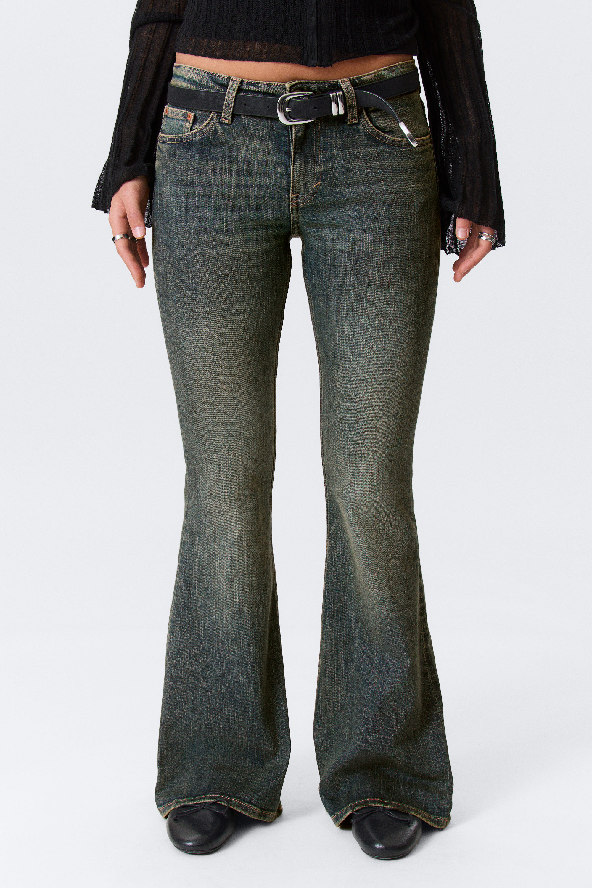 Desert Blue - Mörkblå - Katsumi low waist slim flared leg jeans - 2