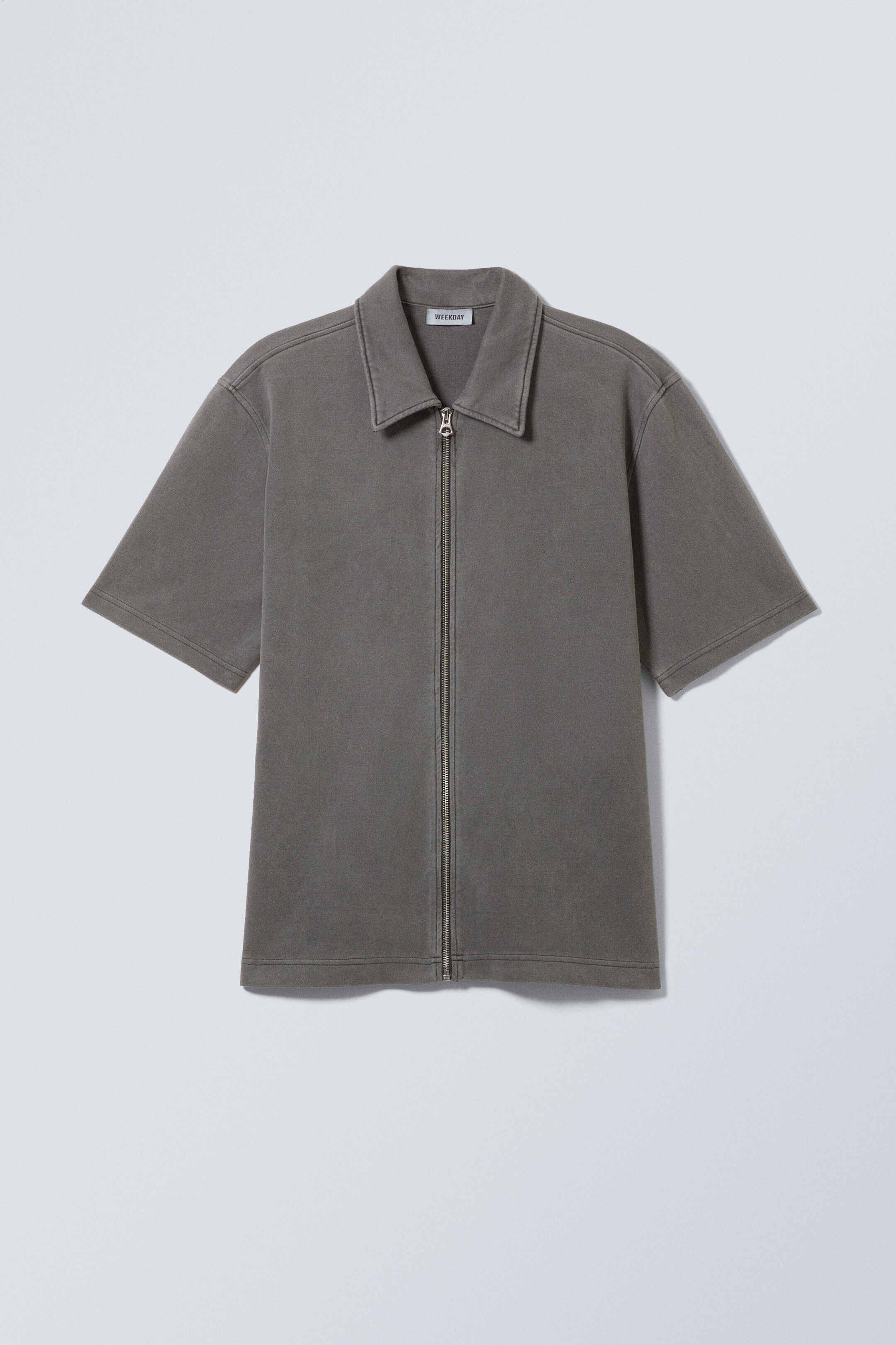 View larger image: Short Sleeve Zip Shirt - Washed Black - Men | H&M GB 1