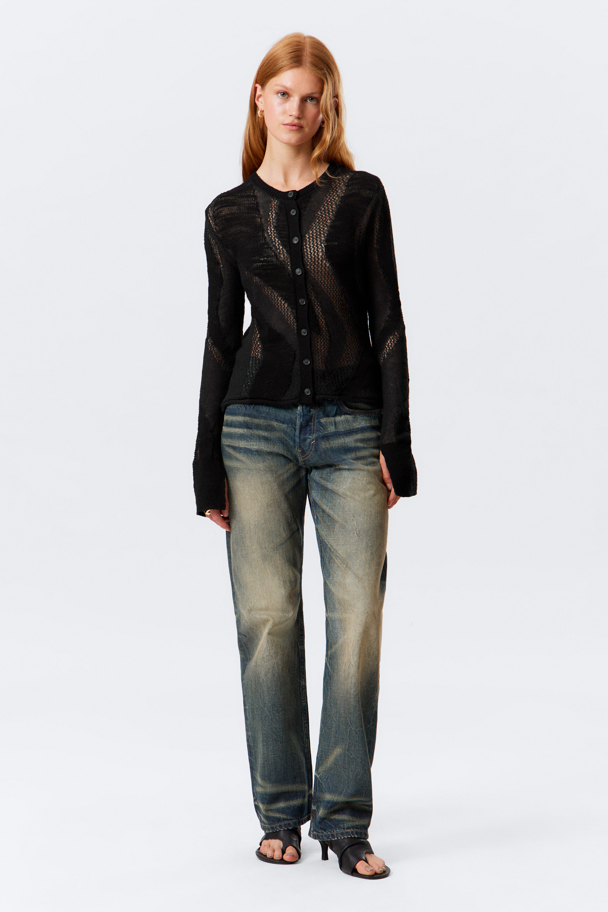 Dunkelgrau - Strukturierte Strickjacke mit schmaler Passform - 2