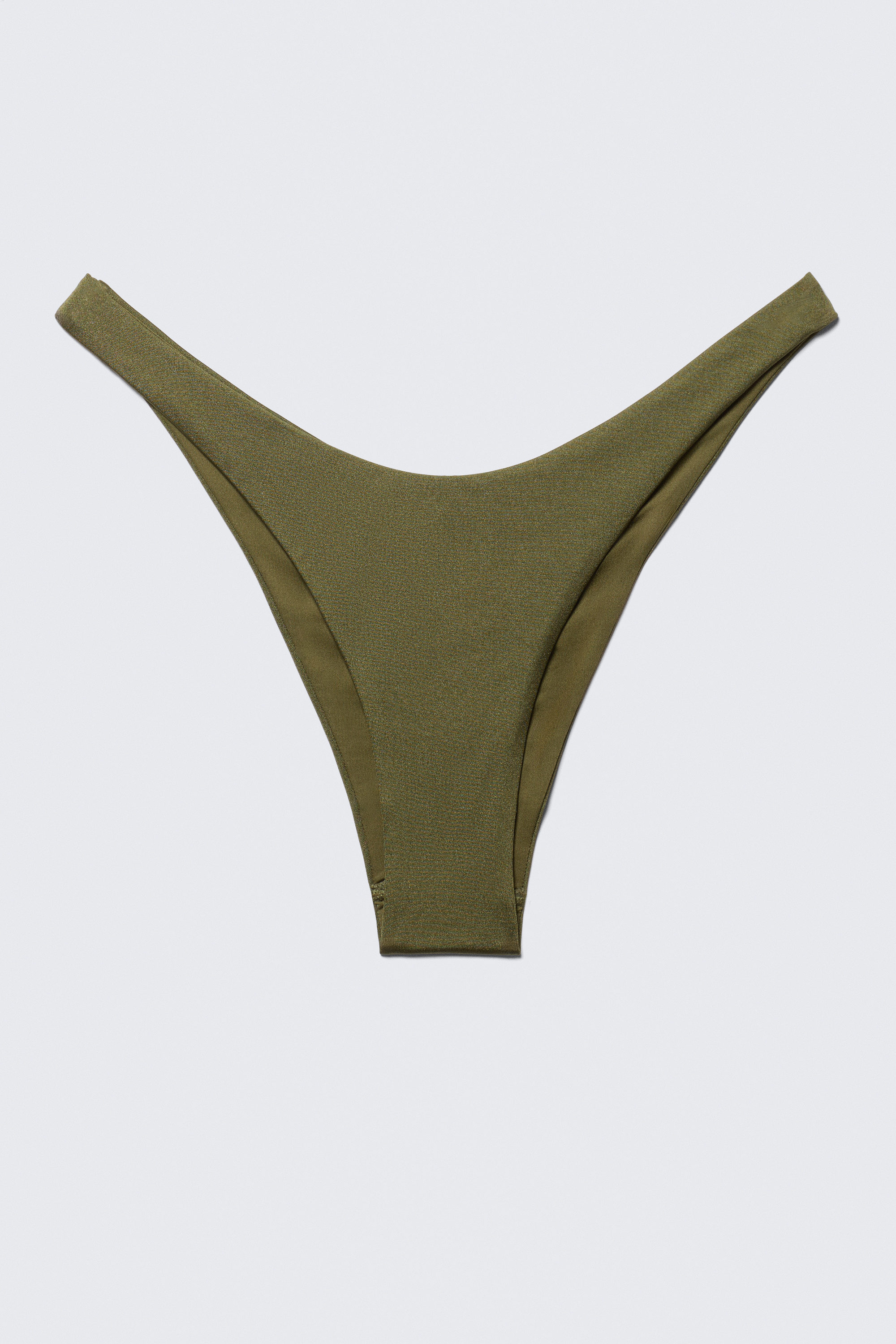 Mörkgrön - Mid-Rise Ruched Brazilian Bikini Bottoms - 3