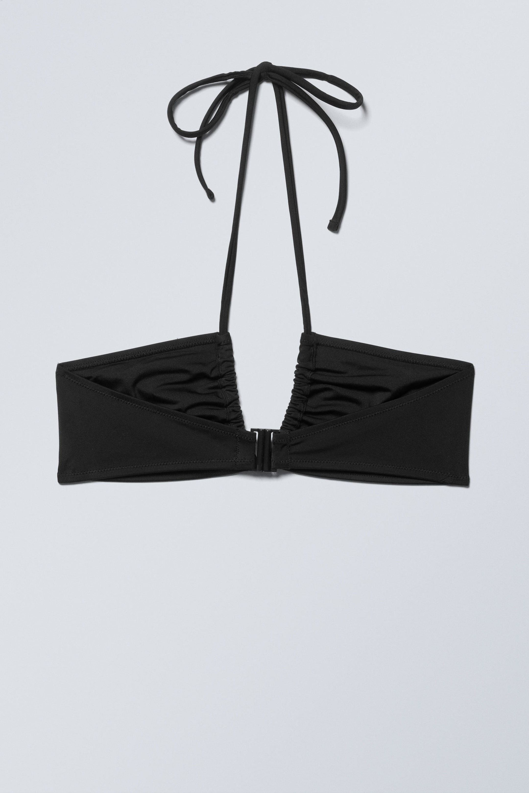 Black - Ruched Halter Bandeau Bikini Top - 5