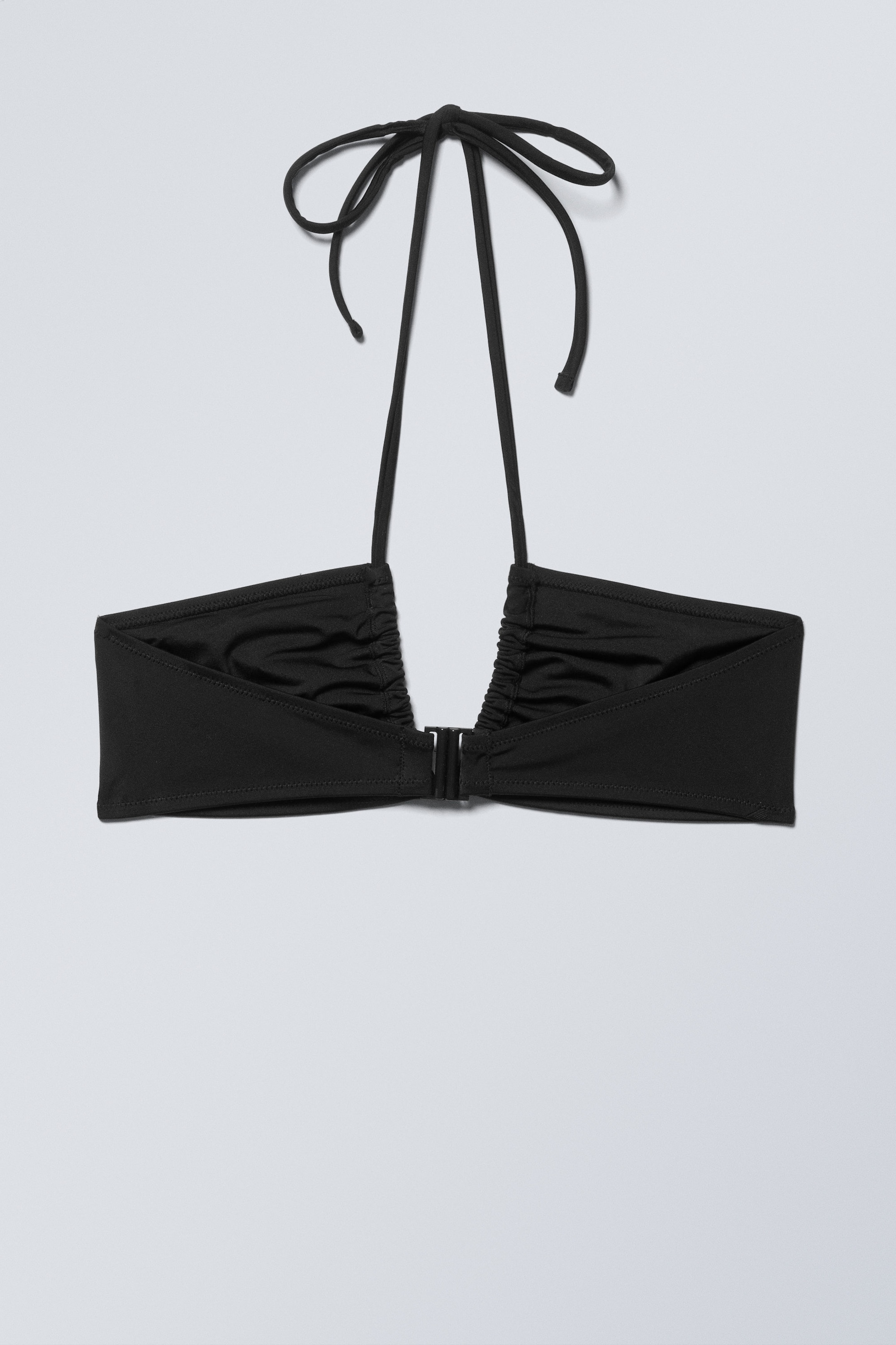Schwarz - Gerafftes Neckholder-Bandeau-Bikinioberteil - 2