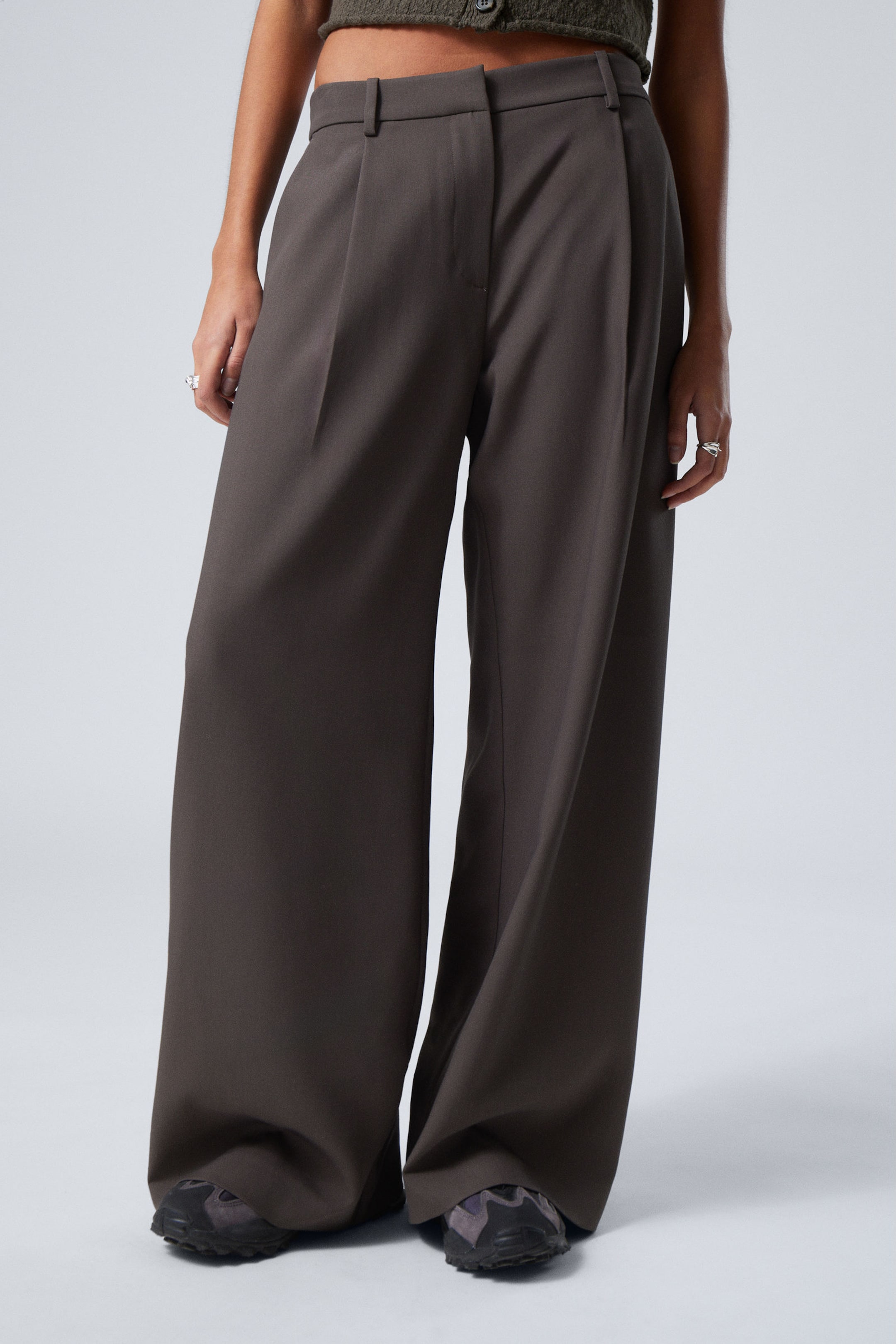 Dark Mole - Low Waist Wide Suiting Trousers - 2