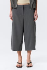 Dark Grey Melange - HANNE H CAPRI SUITING TROUSERS - 1