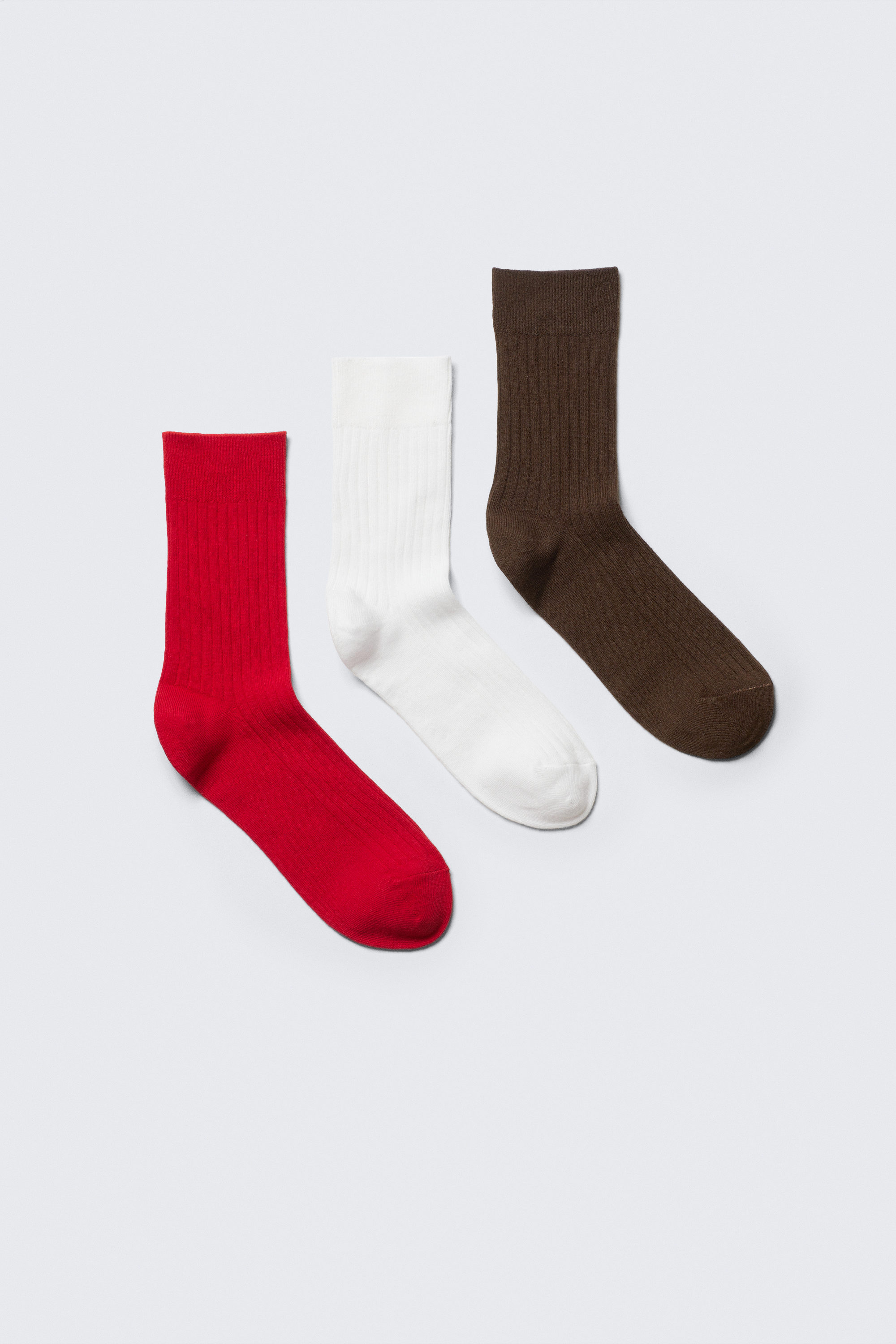 Red/White/Brown - 3-pack Selma Socks