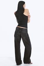 Washed Black - Imoo Low Rise Loose Wide Jeans - 3