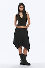 Striped Dark Khaki Green - Striped Draped Hooded Top - 1