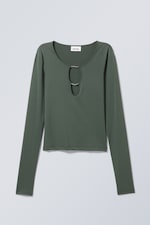 Dark Cyan - Clear Rhinestone Long Sleeve - 0