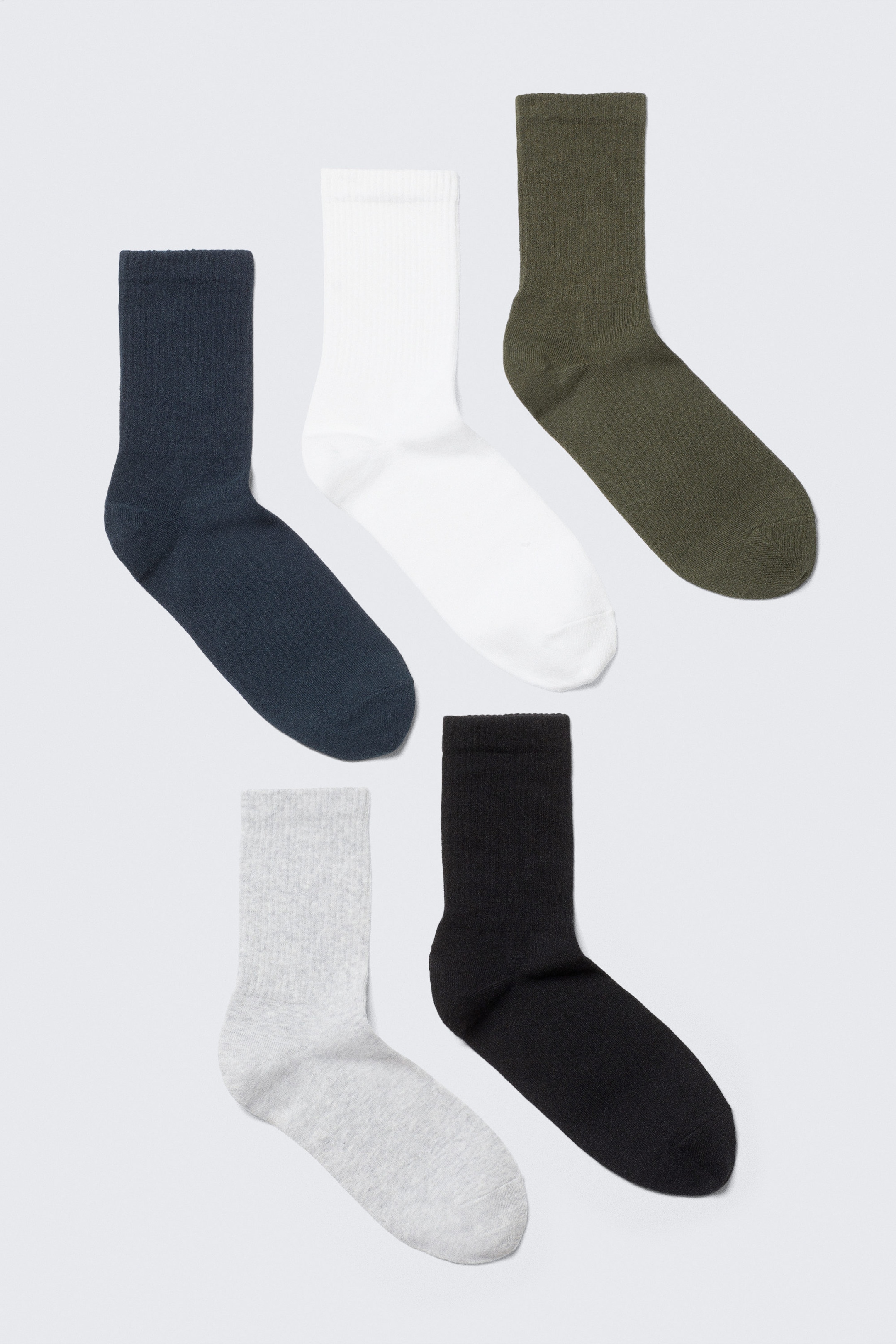 Blue/Green/Grey/Black/White - 5-pack Sport Socks - 0