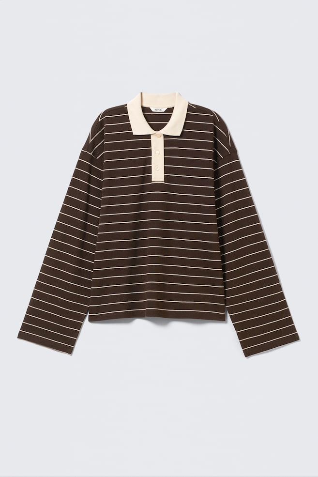 Polo in cotone a maniche lunghe - Marrone scuro a righe/Rigato Rosa/Ruggine/Giallo/Grigio a righe/Righe e polvere di lilla/A righe Light Pink/Dark Plum - Pink Stripes - 1