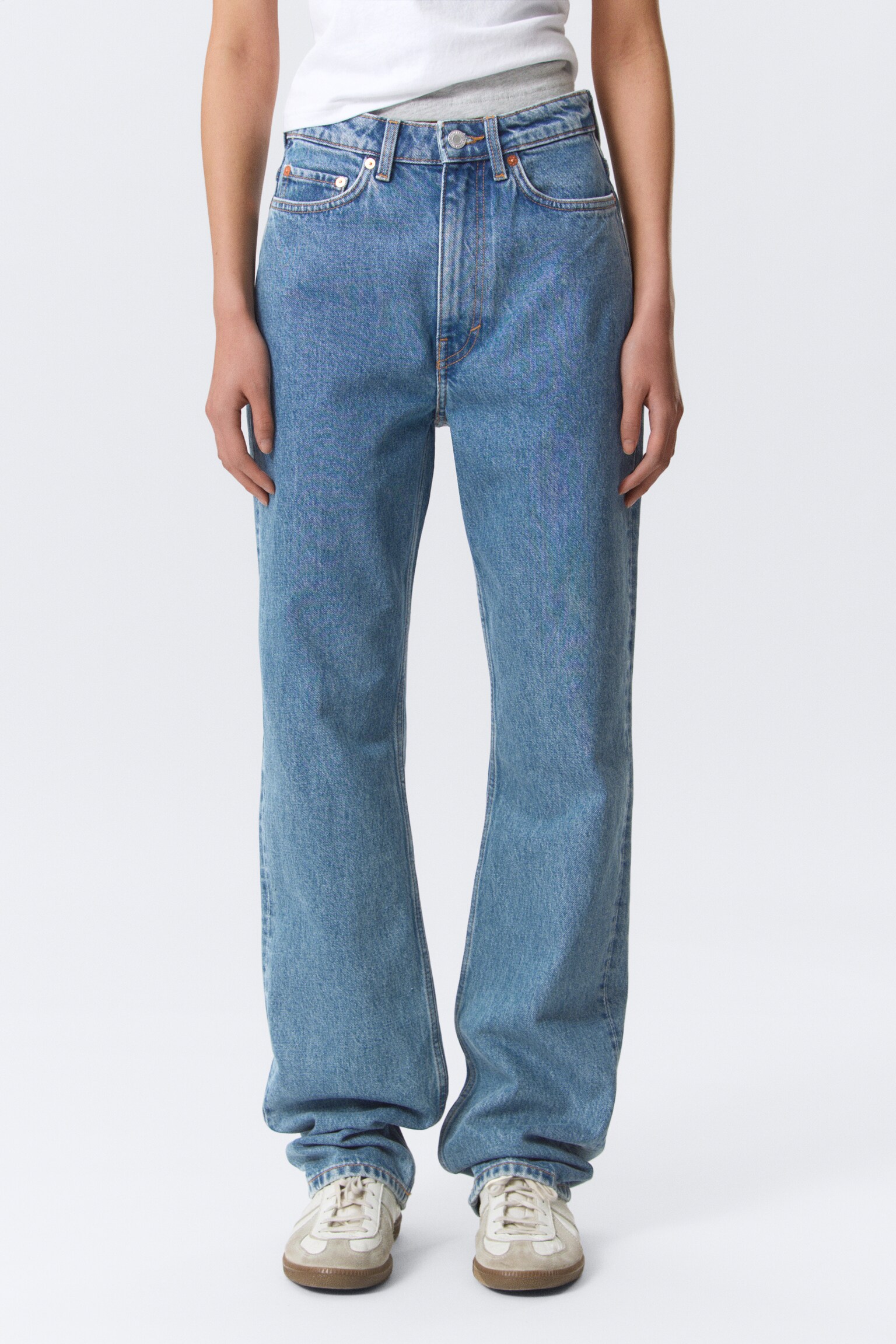 Rowe Super High Waisted Regular Straight Leg Jeans - 90s Blue - Mittelblau/Port Blue - Hellblau/Angel Blue - Dunkelblau/Echo Black - Black - 3