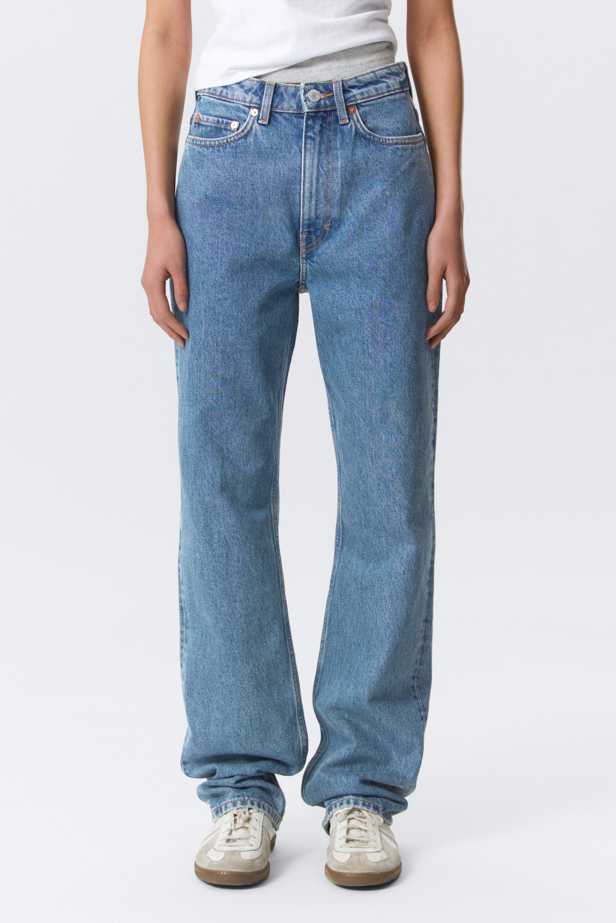 90s Blue - Medium Blue - Rowe Super High Waisted Regular Straight Leg Jeans - 2