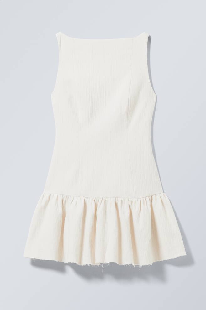 Mini abito senza maniche in twill - Bianco/Nero - 1
