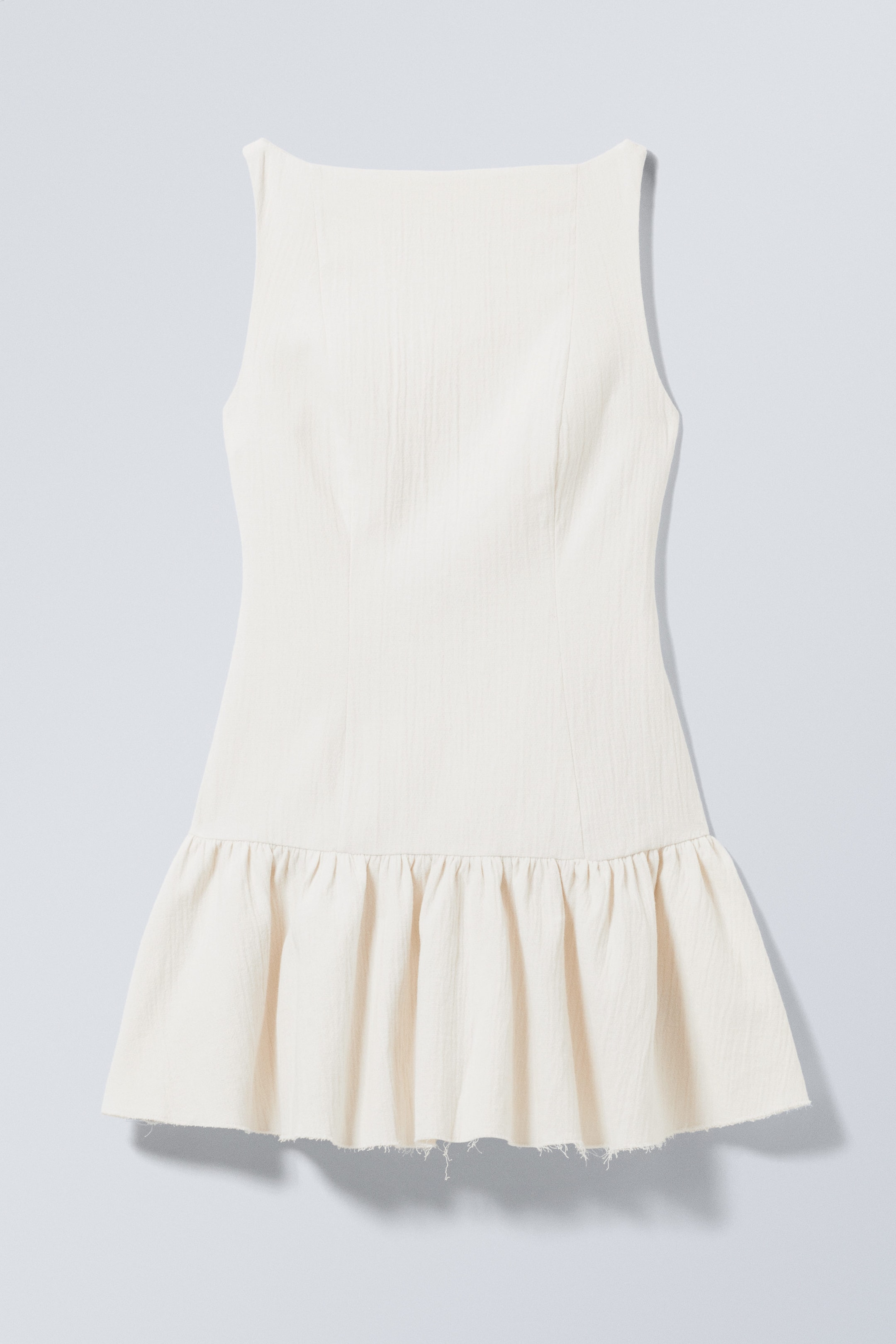 Vit - Ärmlös miniklänning i bomullstwill - 1