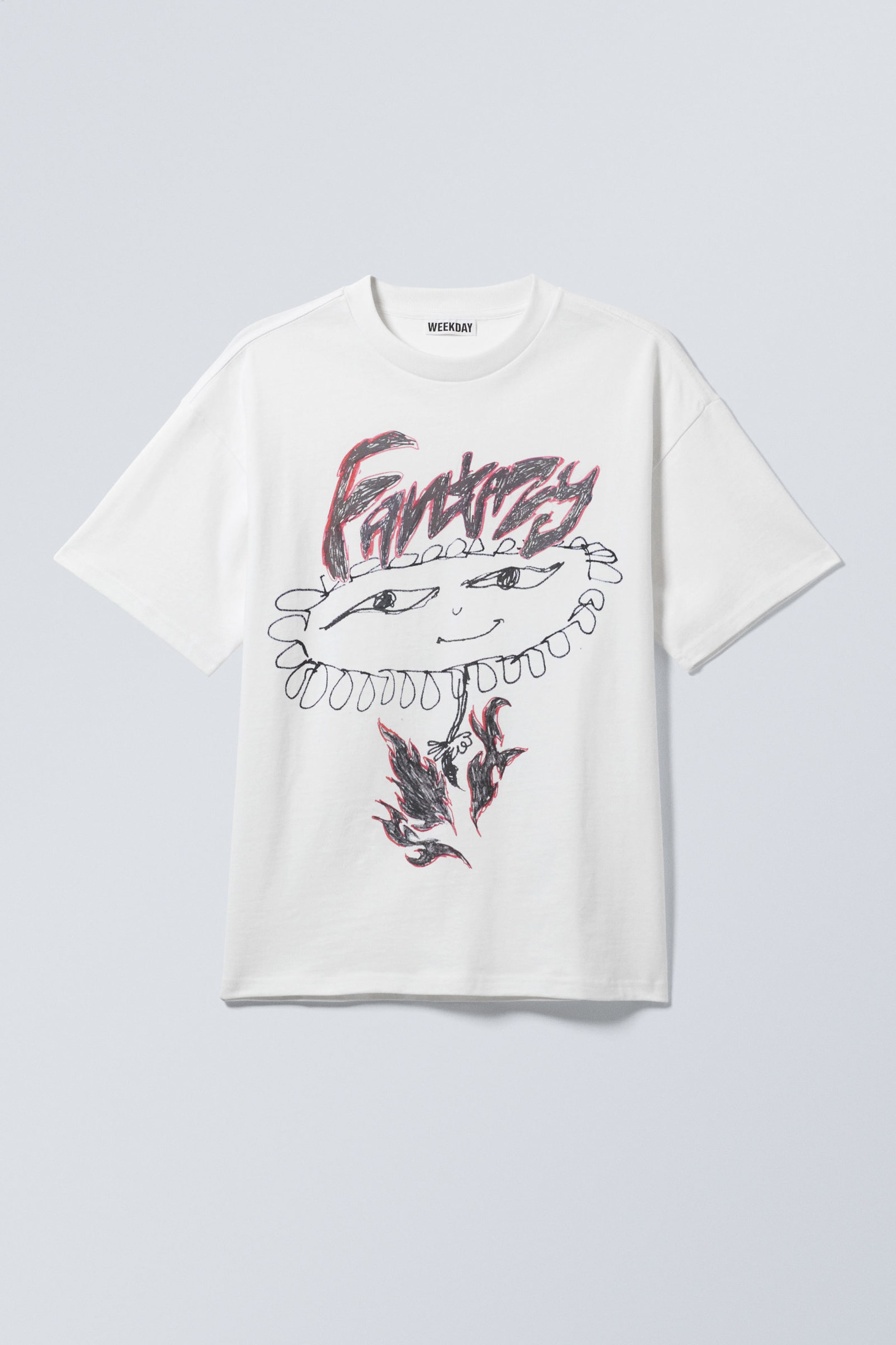 White - Fantazy Flower - Great Boxy Printed Graphic Tee - 3