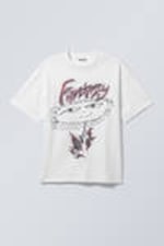 White - Fantazy Flower - Great Boxy Printed Graphic Tee - 3