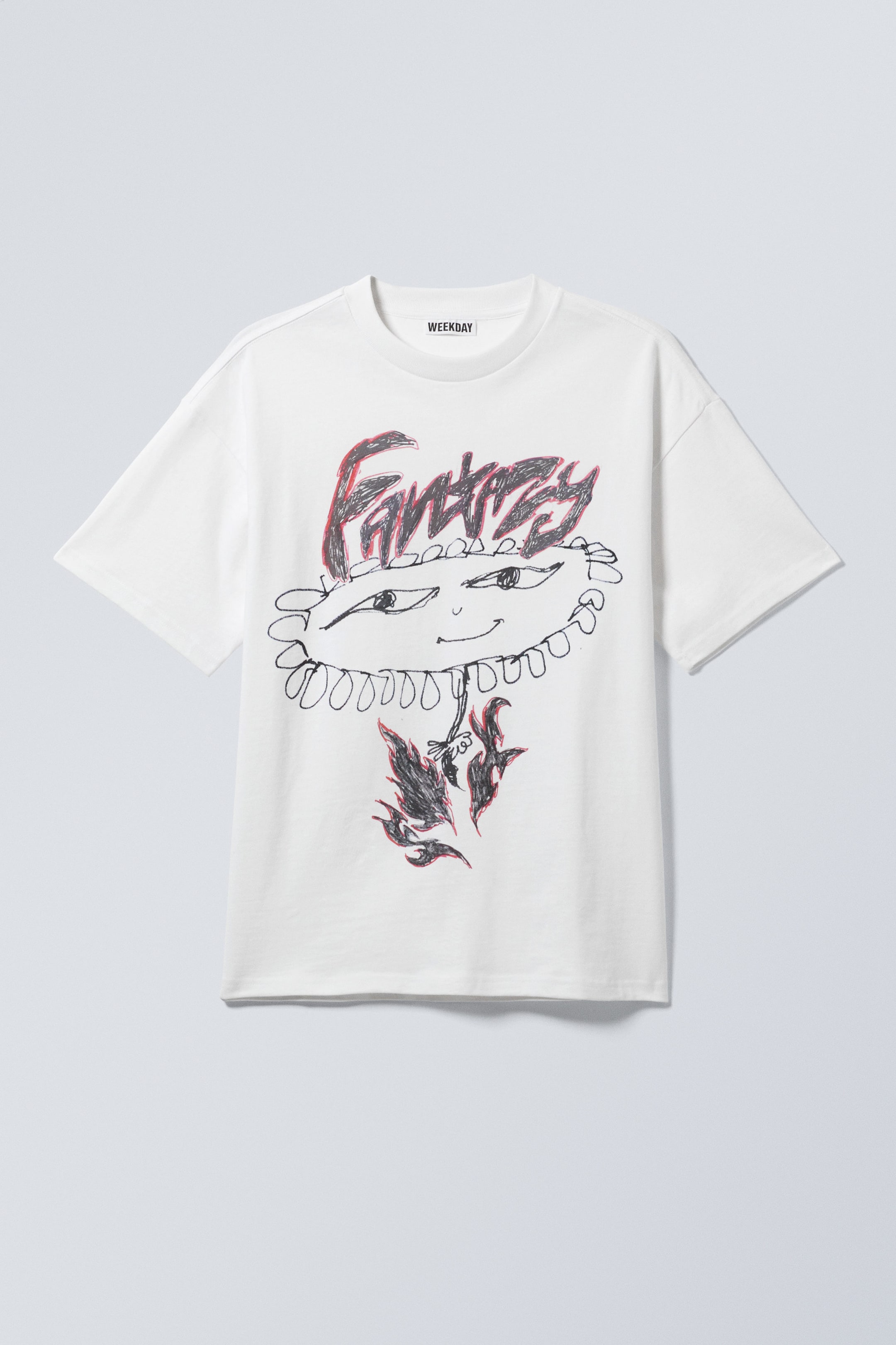 White - Fantazy Flower - Great Boxy Printed Graphic Tee - 0