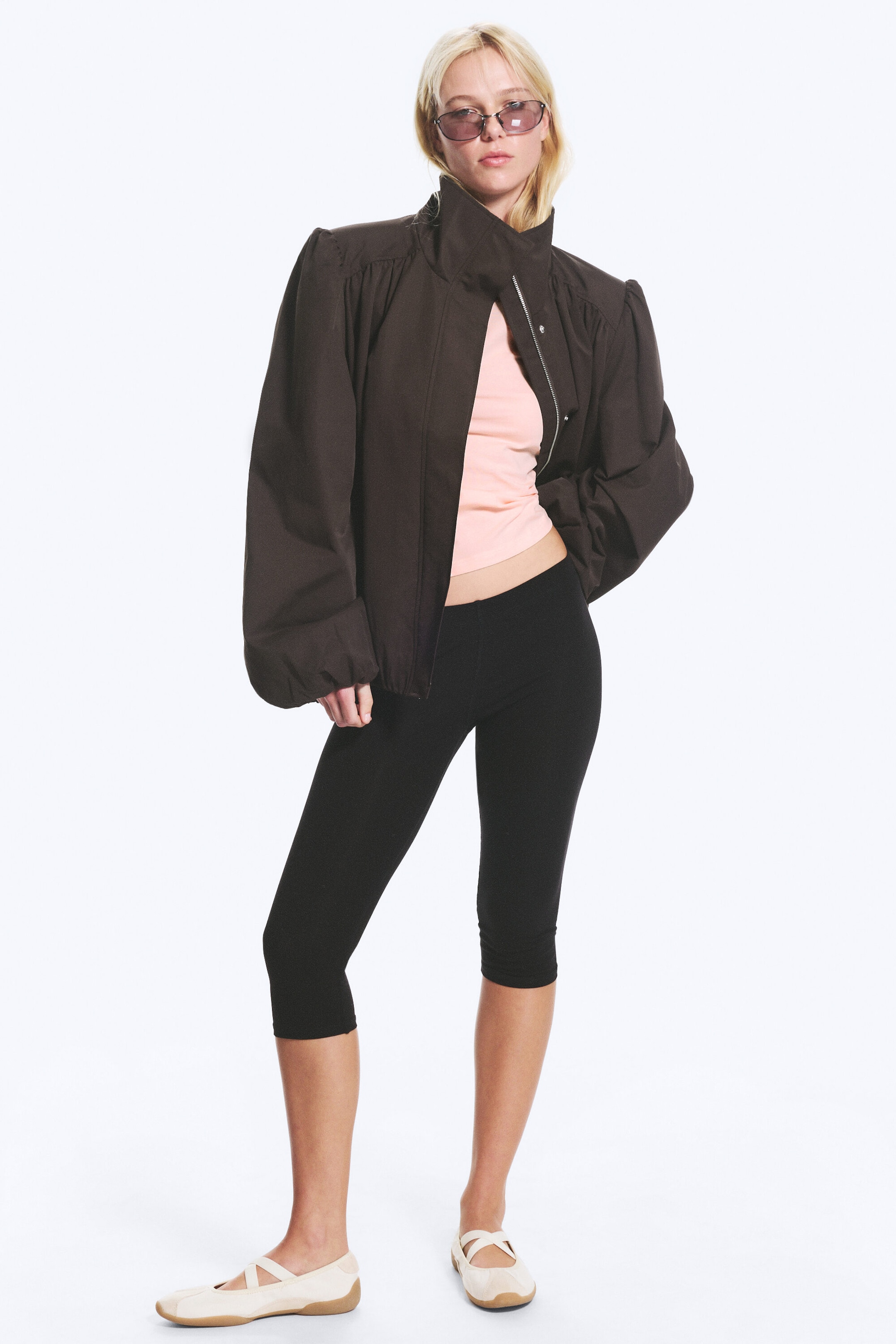 Marron foncé - Veste de survêtement oversize à col cheminée - 2