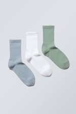 blue white green - 3-pack Sport Socks - 0
