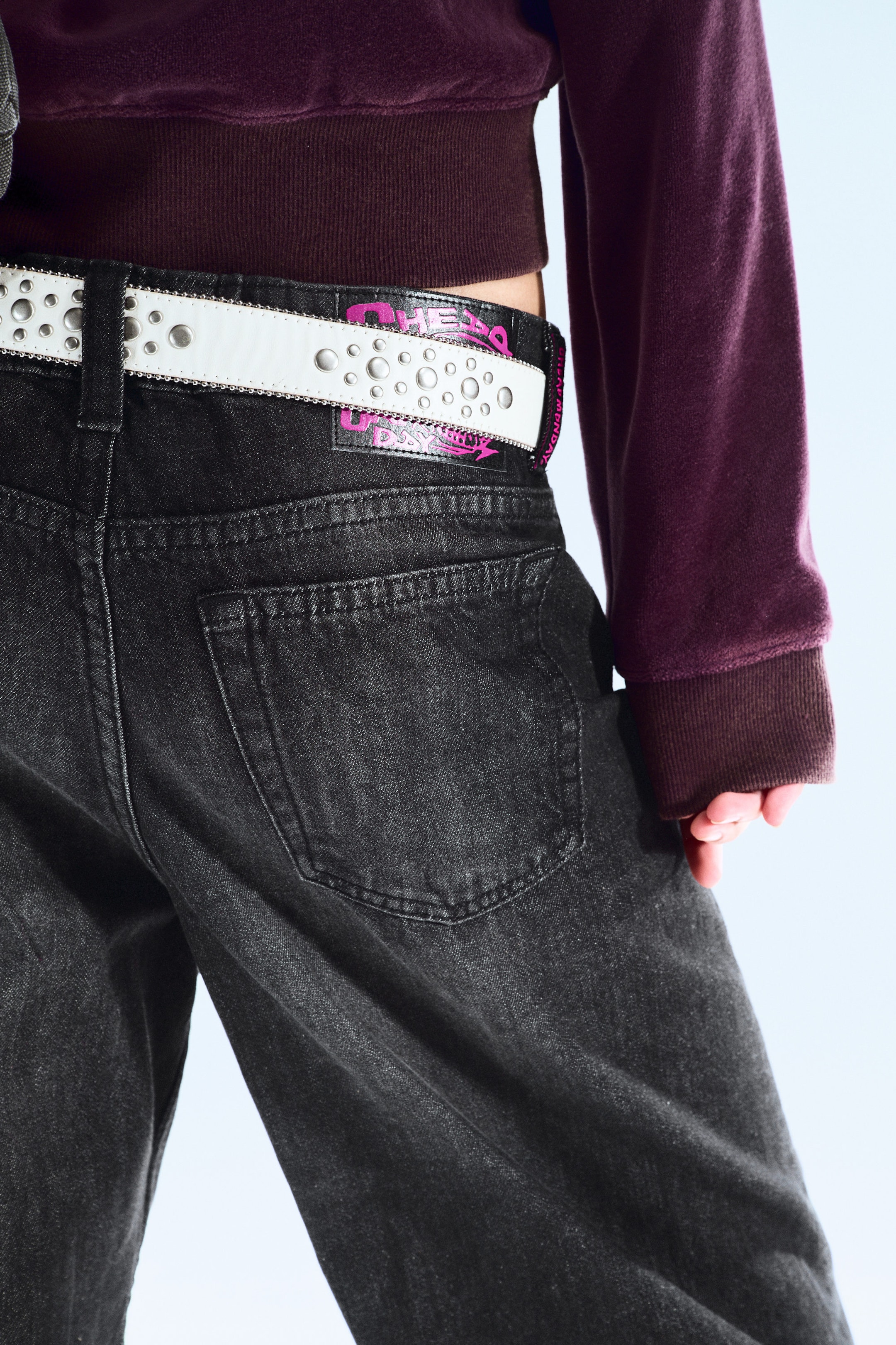 Washed Black - Loosy Lucie Low Rise Regular Flared Leg Jeans - 3