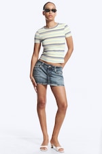 Randig Blå/Gul - Tight mini-t-shirt - 1