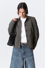 Donkergrijze visgraat - Lean Buttoned Jacket - 1