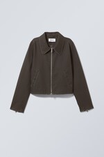 Schwarz - Verkürzte beschichtete Bikerjacke Nemo - 0