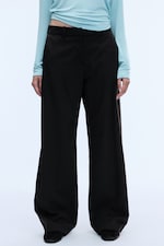 Dark Brown - Low-Waisted Loose Fit Suit Trousers - 1