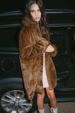 Bruin - Carcoat van imitatiebont - 0