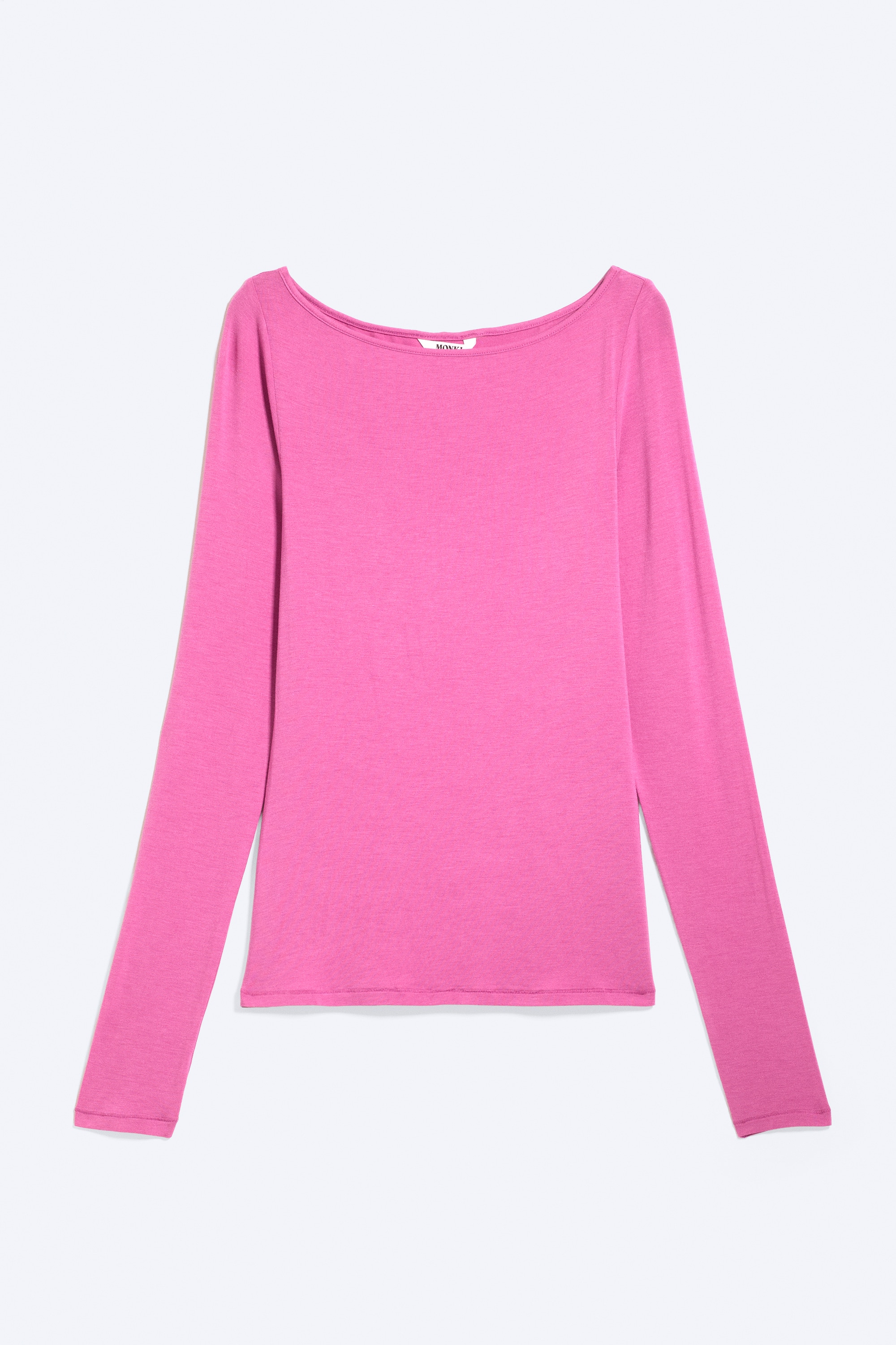 Transparante longsleeve met boothals - Roze/Sheer Black/Donkerbruin
