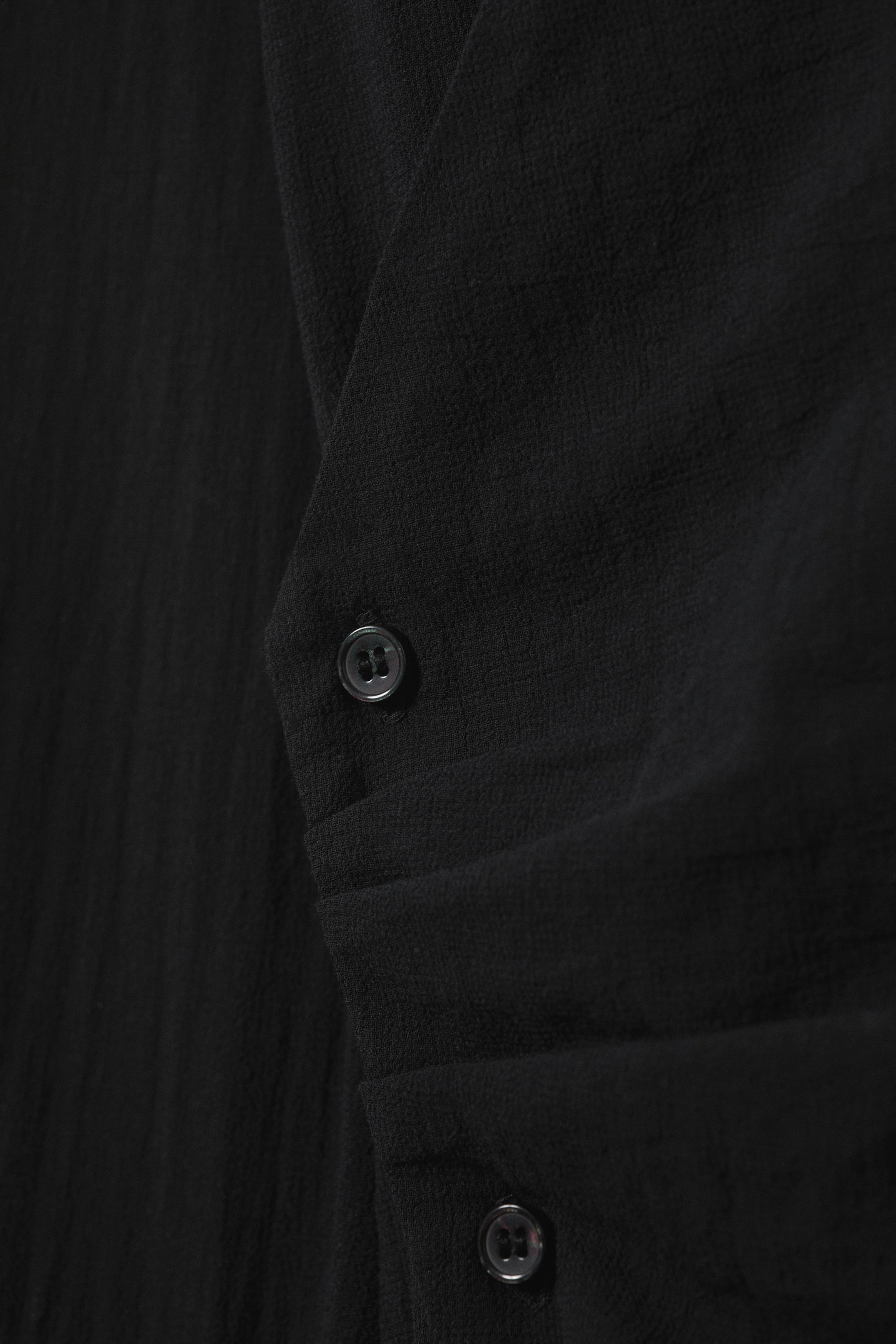 Black - Long-Sleeved Asymmetric Mini Shirt Dress - 4