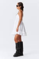 White - Mini Poplin Strap Dress - 1