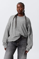 Grey Melange - Relaxed Knitted Sweater - 0