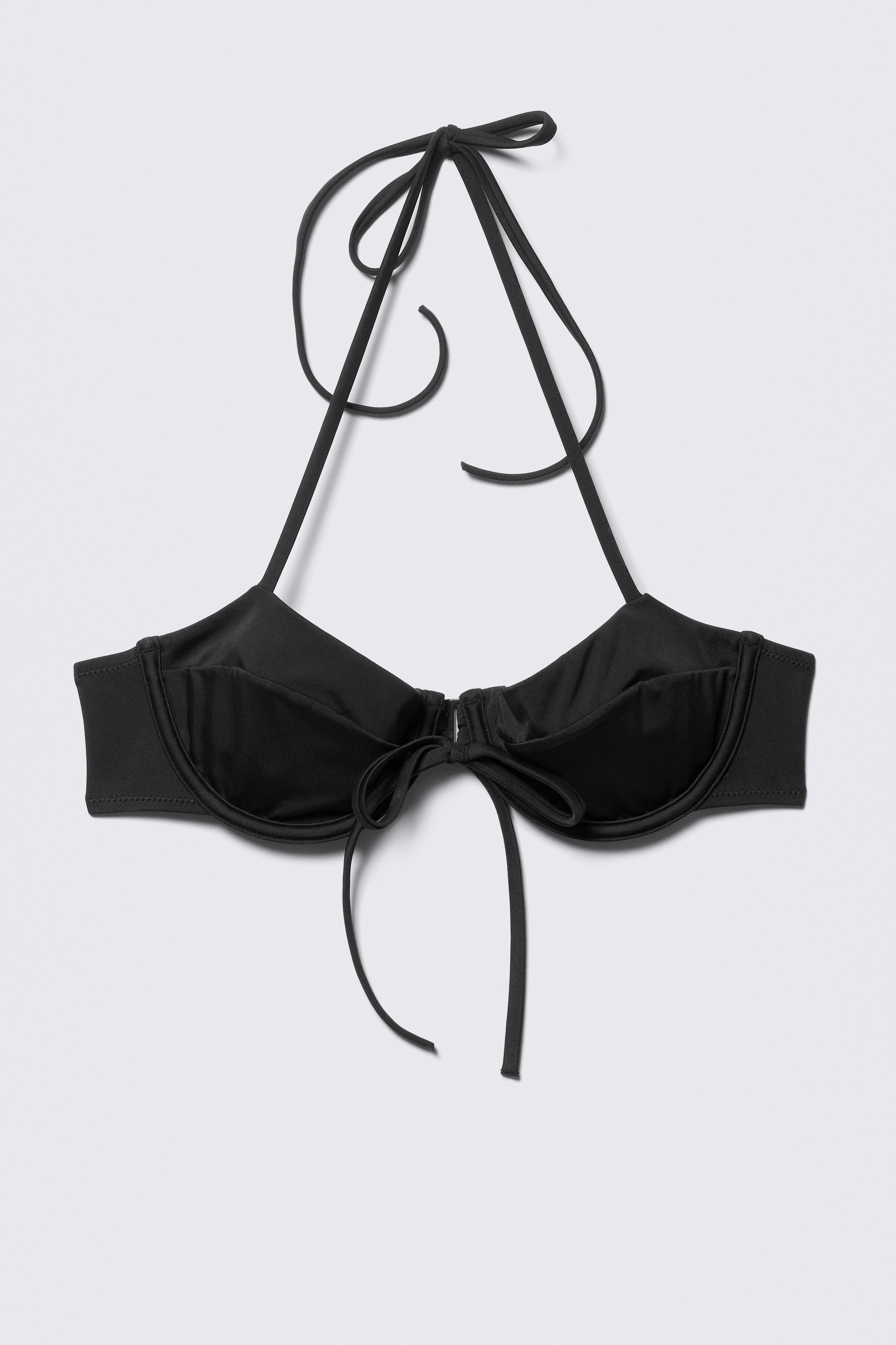 Strappy halter-bikinitopp med bygel - Svart