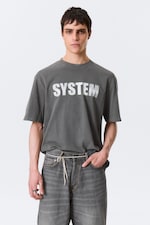 Noir délavé - SYSTEM - T-shirt imprimé graphique décontracté - 0