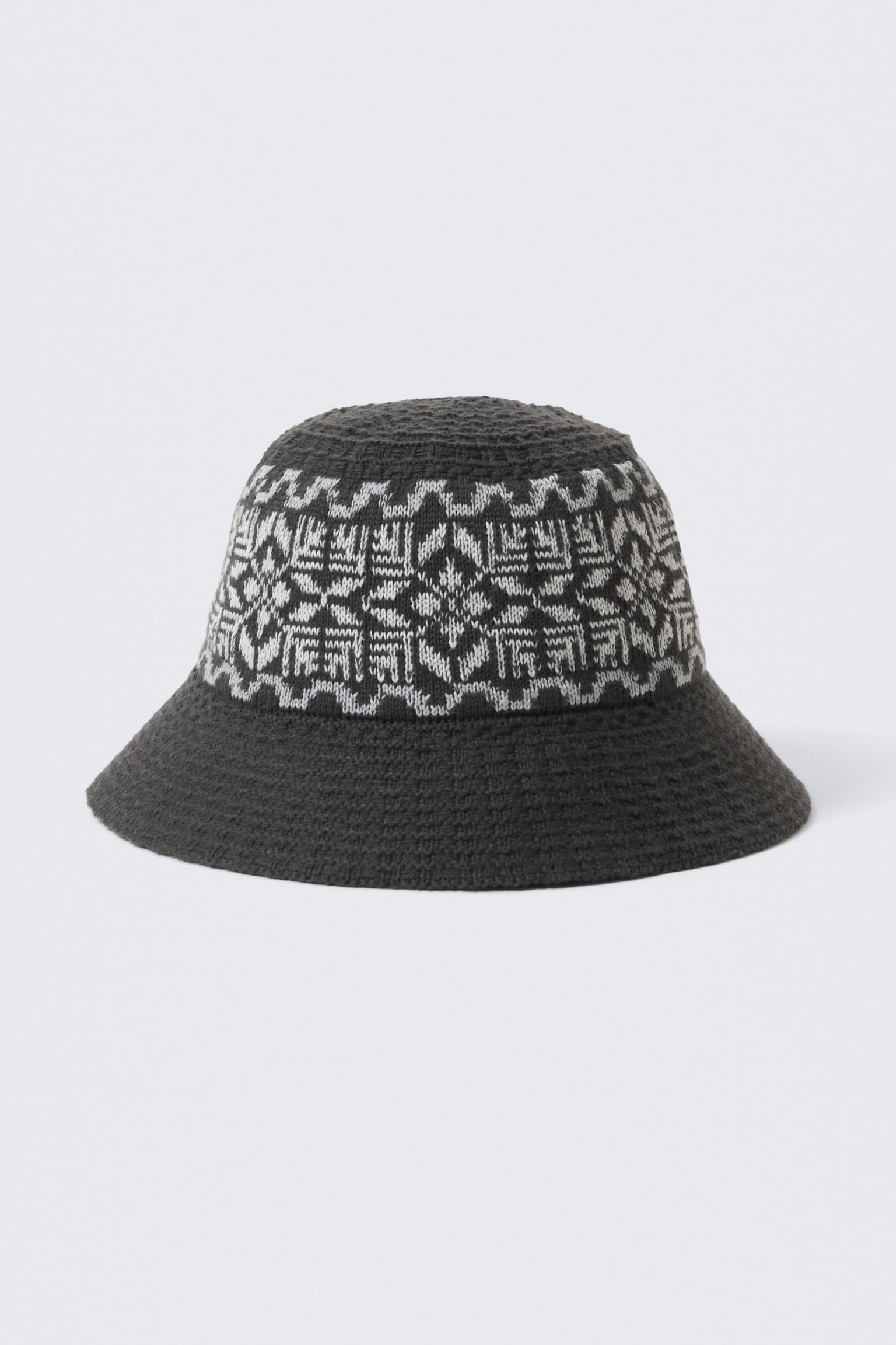 Gestrickter Bucket Hat aus Jacquard - Dunkelbraun