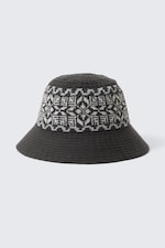 Dark Brown - Knitted Jaquard Bucket Hat - 0