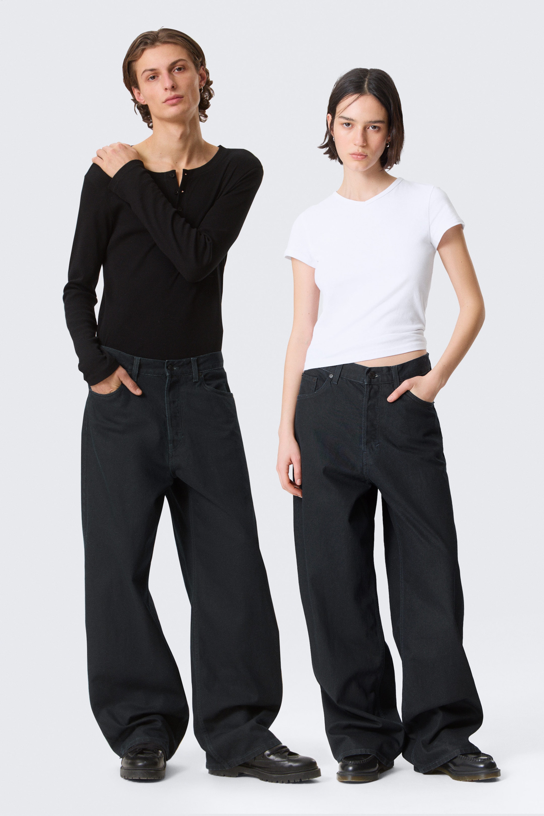 Indigo Coating - Astro Mid Rise Loose Baggy Leg Coated Jeans - 1