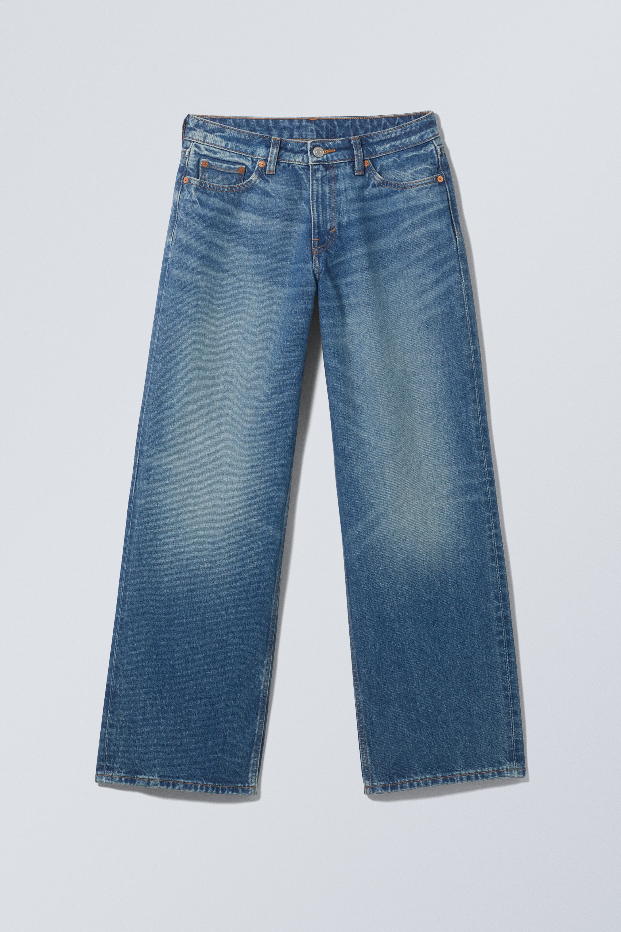 Wave Blue - Ample Low Rise Loose Wide Jeans - 0