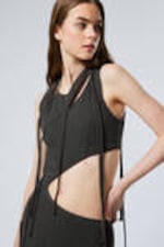 Dark Grey - Braided Cut-Out Maxi Dress - 1