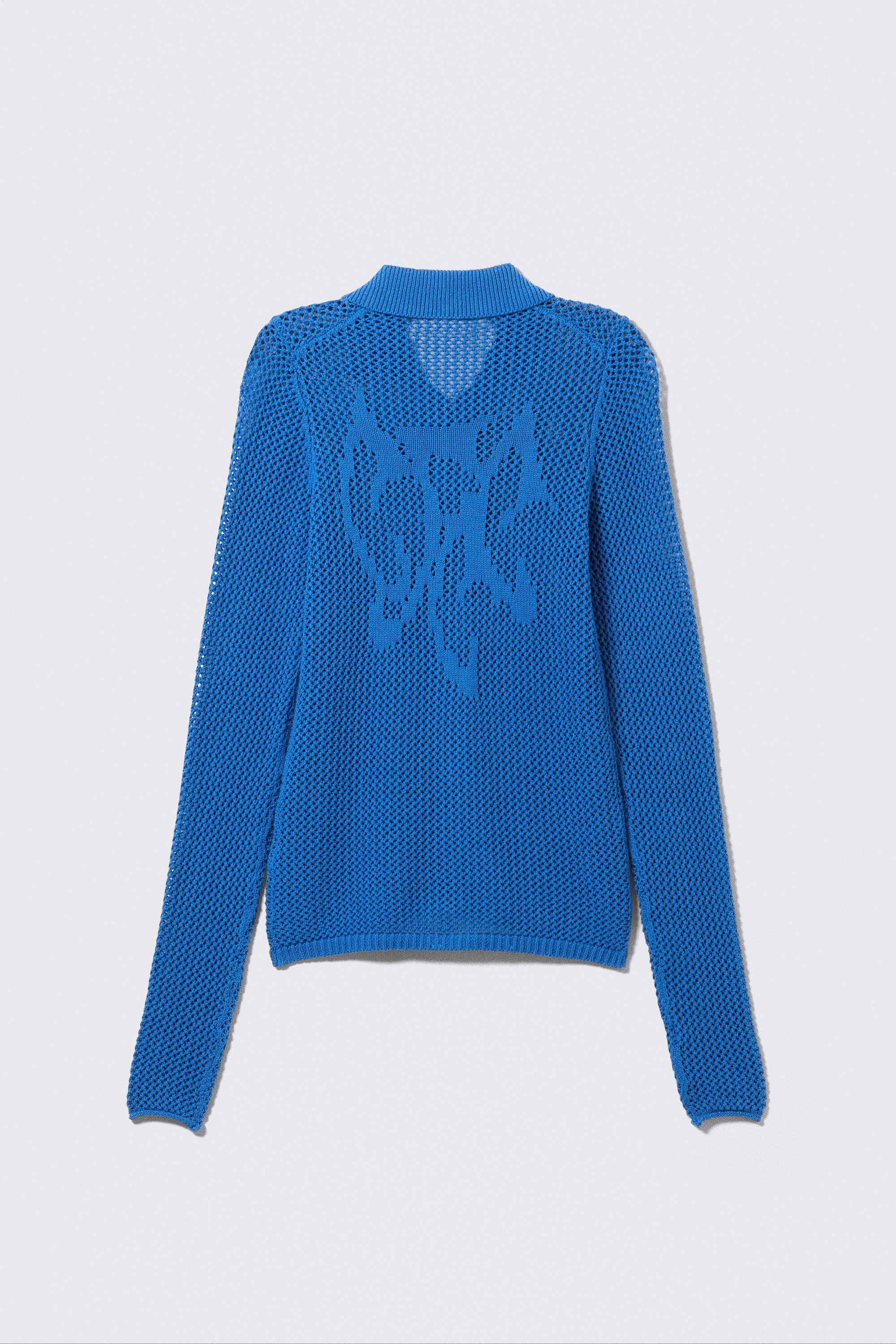 Leuchtendes Blau - Baumwoll-Strickjacke mit Zipper - 4