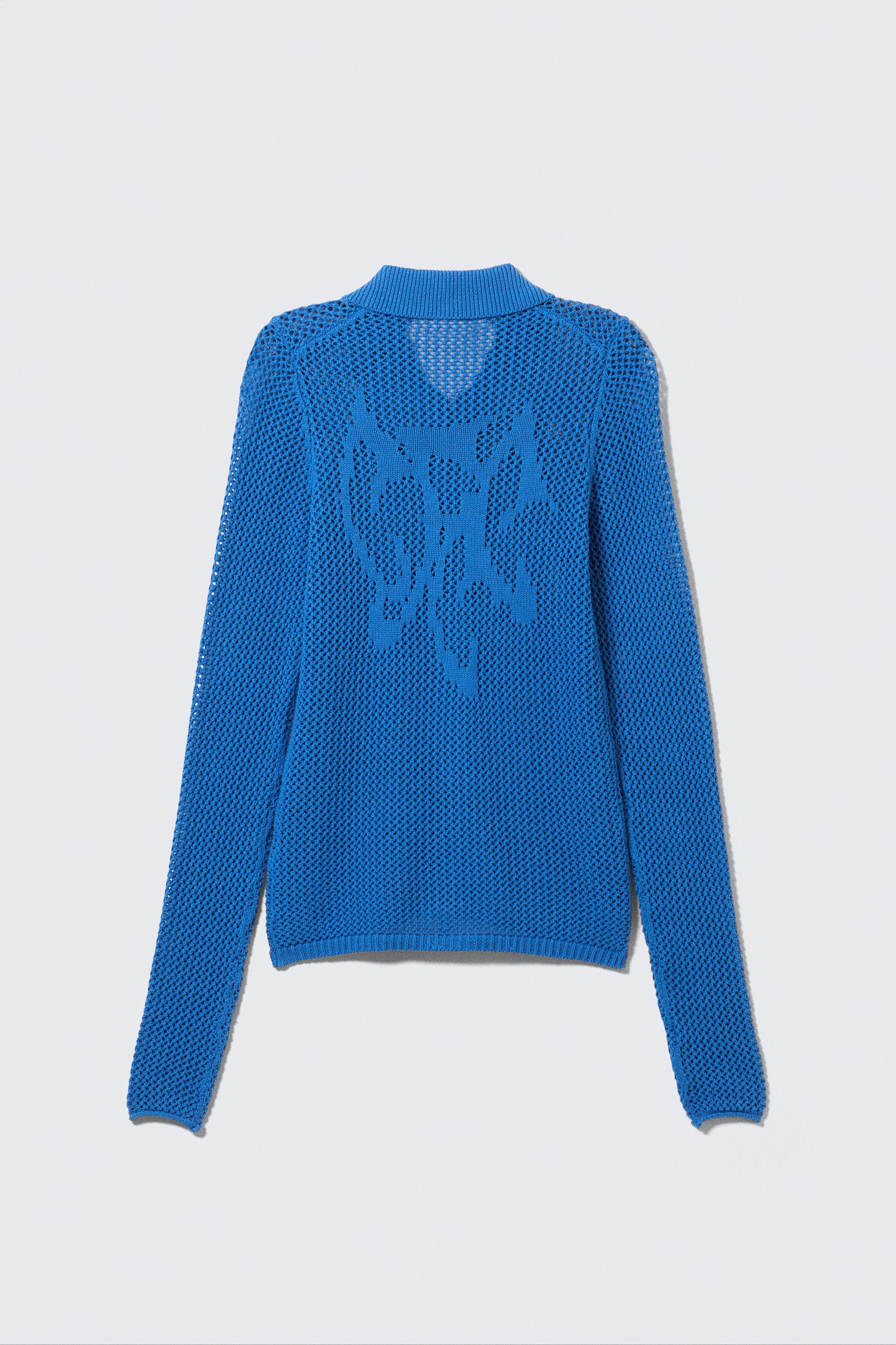 Leuchtendes Blau - Baumwoll-Strickjacke mit Zipper - 2