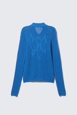 Bright Blue - Knitted Cotton Zip Cardigan - 1
