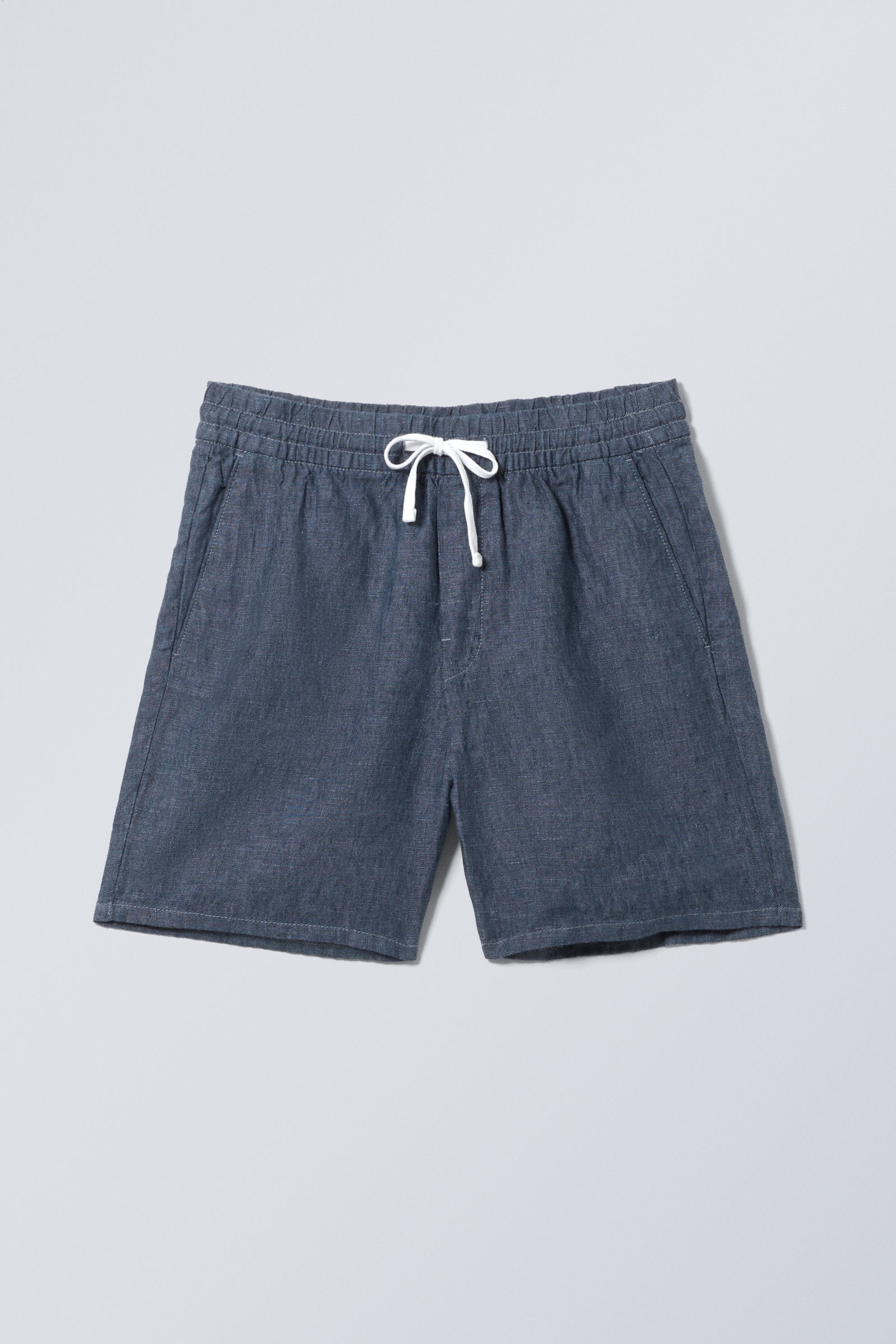 Dark Blue Melange - Olsen Linen Shorts - 4